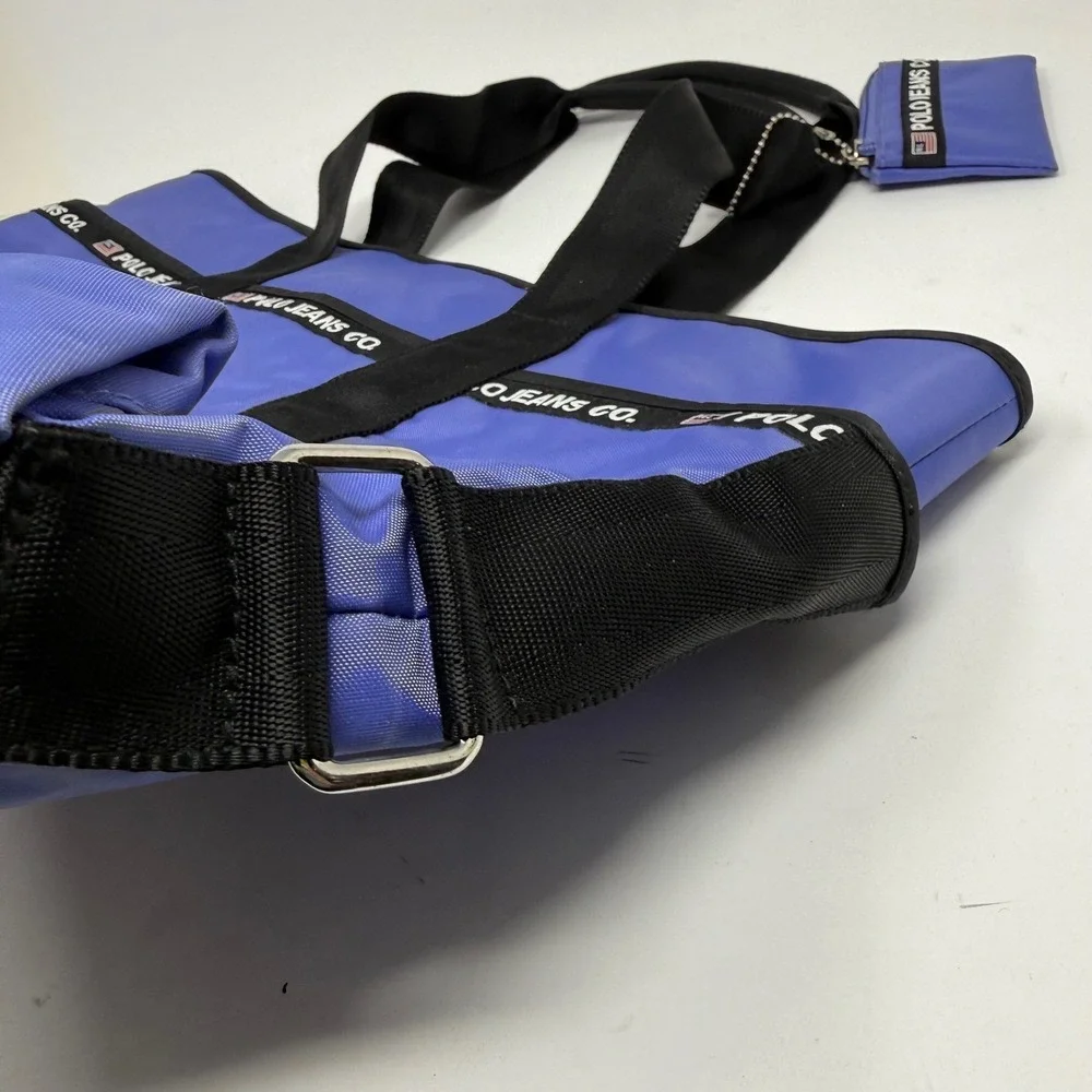 Polo Jeans Co Ralph Lauren Tote Bag Blue‎ Logo Webbing Large With Mini Pouch